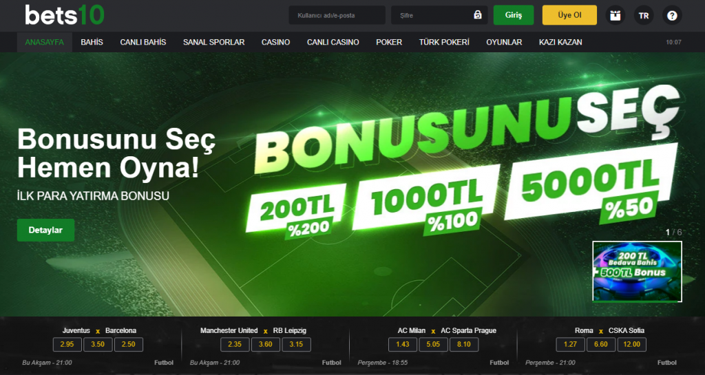 Bets10 Bahis ve Casino Oyunları 2021